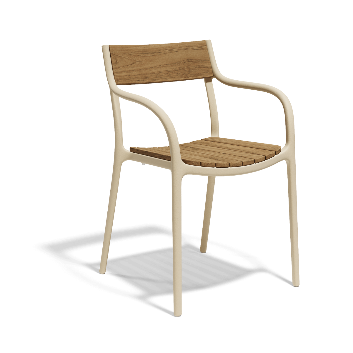 Fauteuil de repas en polypropylène avec son assise et son dossier en imitation teck, collection MADISON à Cannes