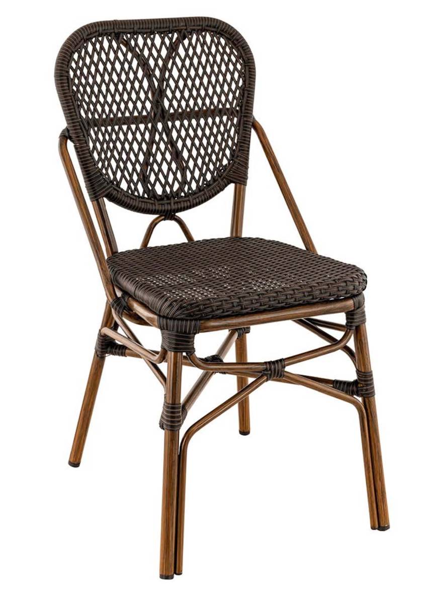 Chaise extérieure structure en aluminium en bambou look 