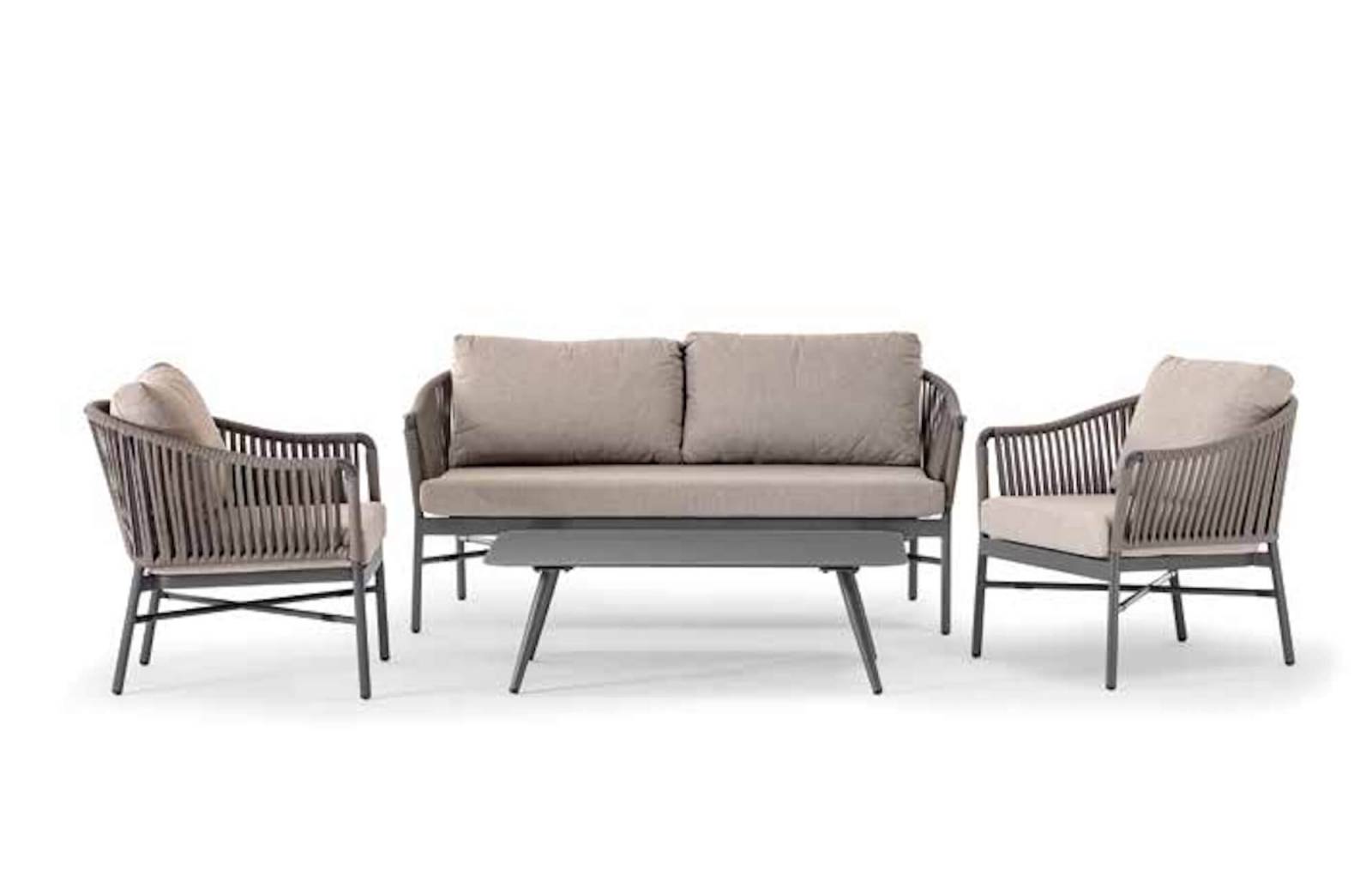 Salon de jardin en structure aluminium avec coussins Quick DryFoam, collection Monaco