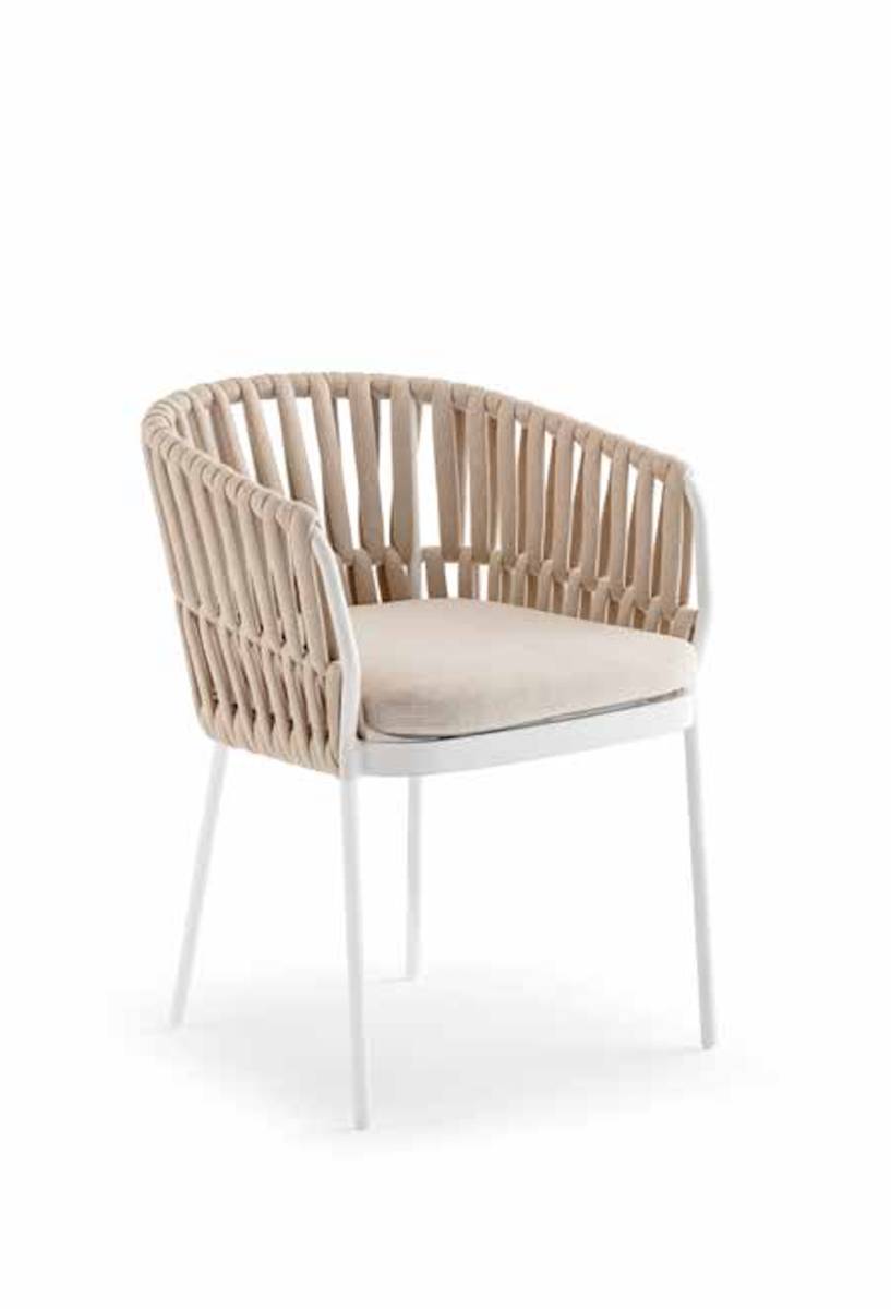 Fauteuil extérieur en aluminium et corde acrylique de la collection Soho 