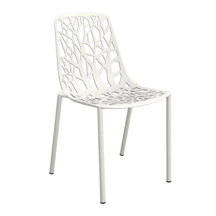 Chaises empilé collection Forest en aluminium vernis peinture epoxy blanc à Paris