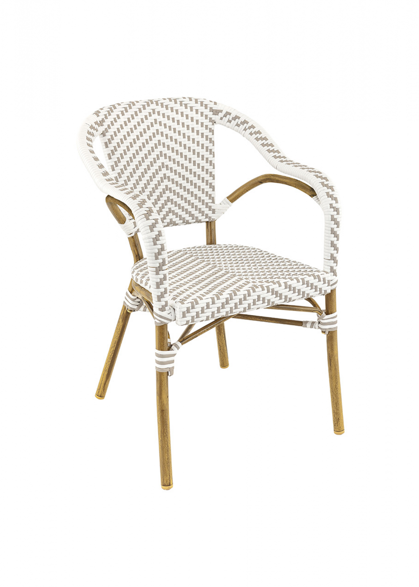 Chaise de repas avec tressage en nylon disponible en plusieurs coloris collection Madeleine en bambou et tressage blanc à Paris