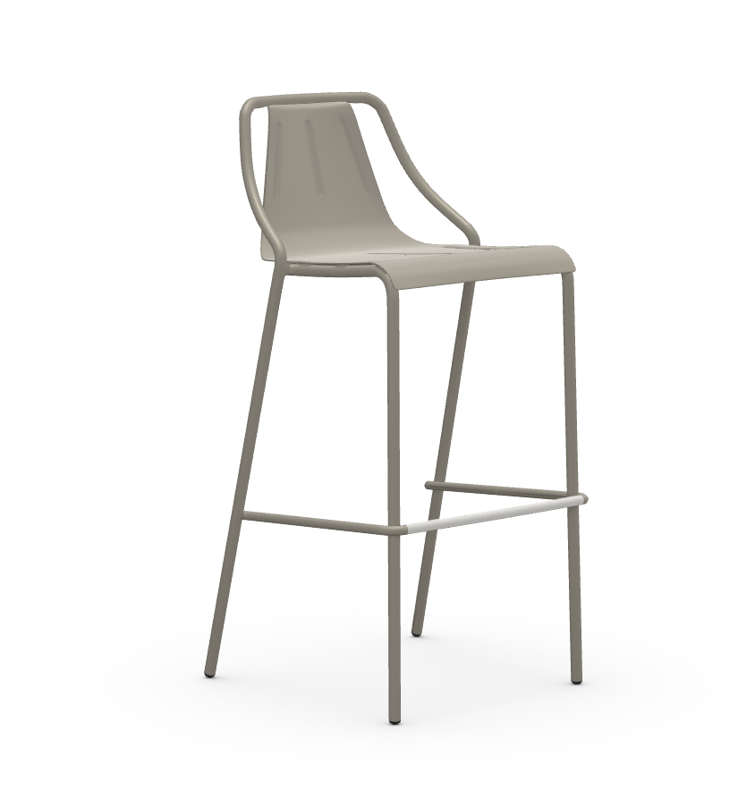 chaise haute de la collection Ola en acier avec cuir Toscan sur l'assise et le dossier à Paris