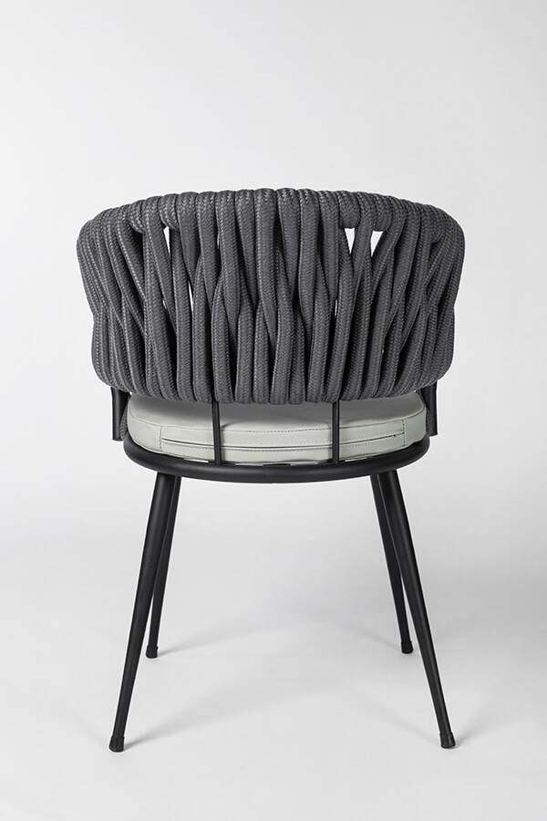 Fauteuil de repas confortable en aluminium et corde collection LABLANCA à Cannes