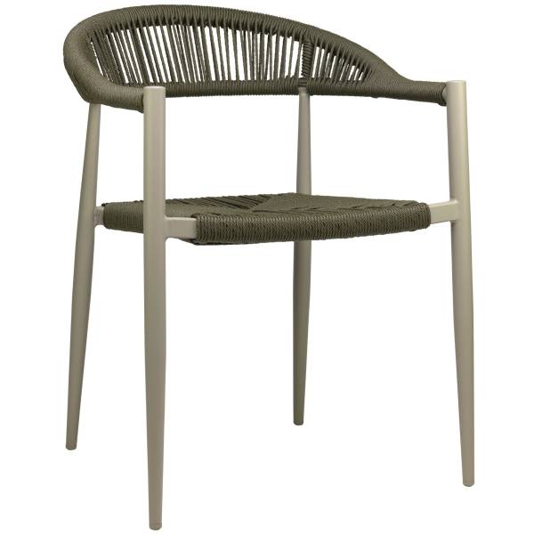 Fauteuil de repas en cordes vertes kaki, collection Amsterdam