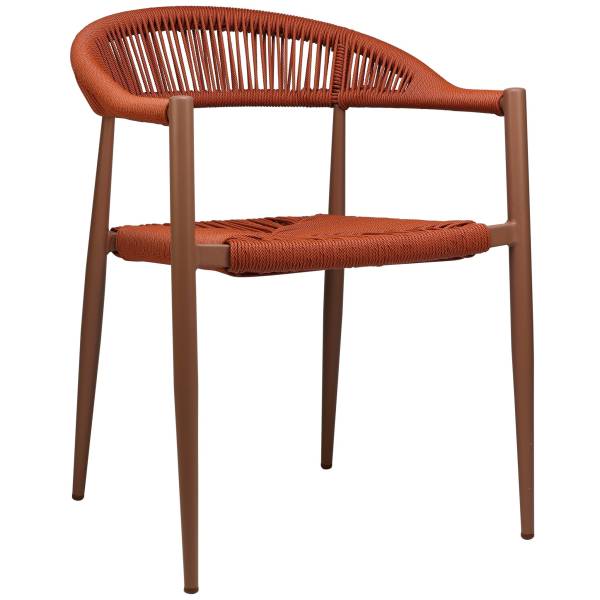 Fauteuil de repas pour restaurant avec son dossier en tressage orange collection Amsterdam