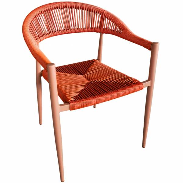 Fauteuil de repas pour restaurant avec son dossier en tressage orange collection Amsterdam