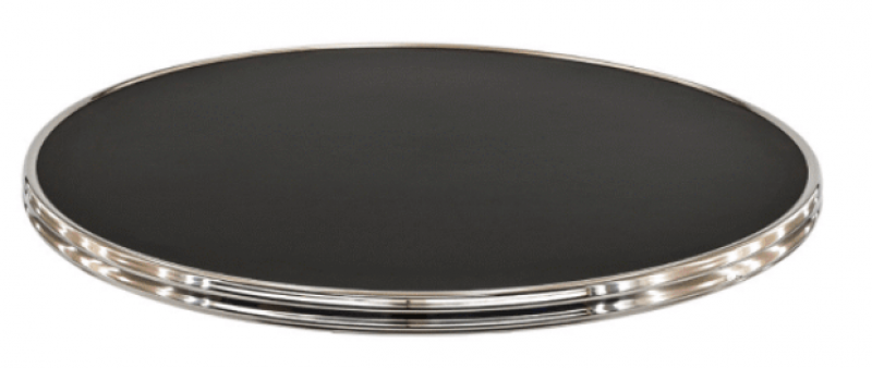 plateau de table cerclé stratifié moulé en métal finition argent chromé à Lyon