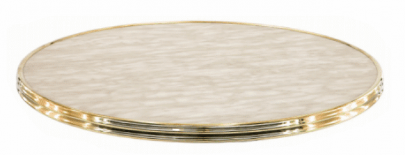plateau de table cerclé stratifié moulé d'extérieur finition laiton or par FLEXMOB à Nantes