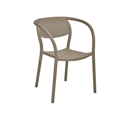 Chaise de repas d’extérieur aux lignes géométriques en polypropylène renforcé fibre de verre, collection NOON à Nice