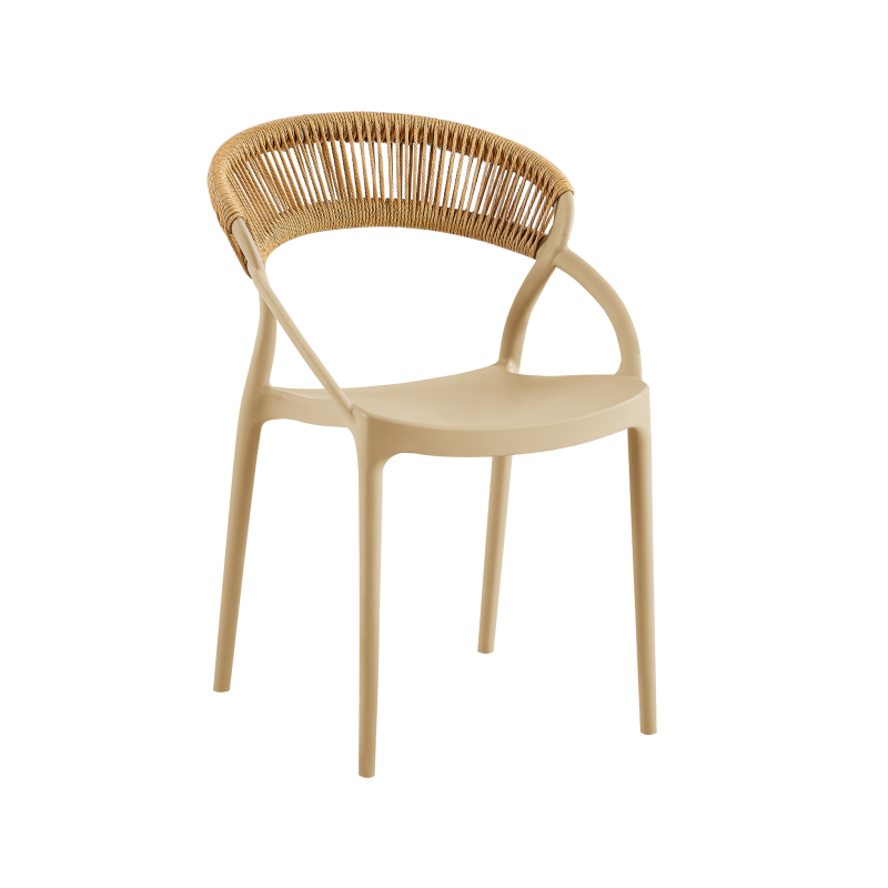 Chaise de restaurant d’extérieur empilable au design moderne et épuré en polypropylène renforcé de la Collection Riviera 