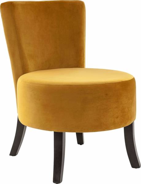 Fauteuil bas lounge d'intérieur en velours BLUVEL jaune moutarde et en hêtre de la collection Lounge  à Nantes
