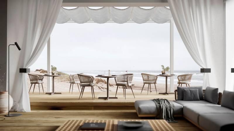 Fauteuil de repas élégant en aluminium et corde collection LABLANCA à Antibes