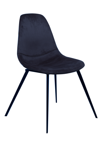 Chaise d'intérieur en velours couleur bleu foncé et structure en acier de la collection Logan à Lyon