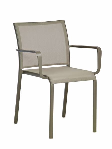 Fauteuil de repas résistant en toile et aluminium thermolaqué collection Land