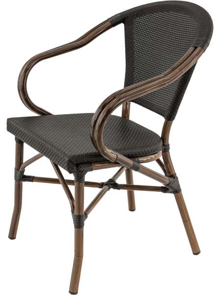 Zoom sur l'assise et le dossier en textilène noir, collection Dunkerque