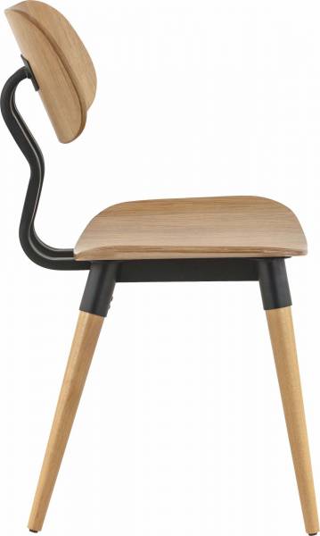 Chaise de restaurant vue de profil avec structure solide en métal et en hêtre de la collection Rebeca à Montpelier