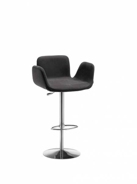 Chaise haute de repas noire avec repose pieds et pivotement en acier chromé de la collection Light par MIDJ à Paris