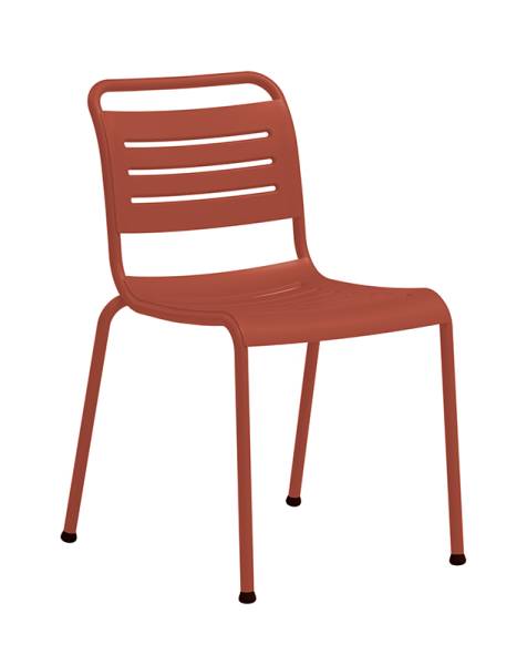 Chaise de repas d’extérieur design en aluminium thermolaqué recyclé, collection RE-AL à Nice