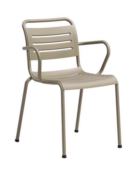 Chaise de repas d’extérieur design en aluminium thermolaqué recyclé, collection RE-AL à Nice