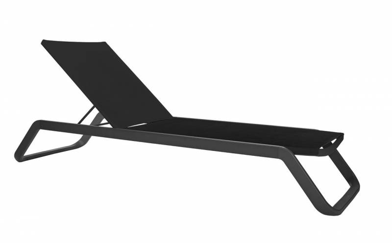 Bain de soleil noir de la collection Villa sans accoudoirs en tissu et en aluminium laqué à Lyon