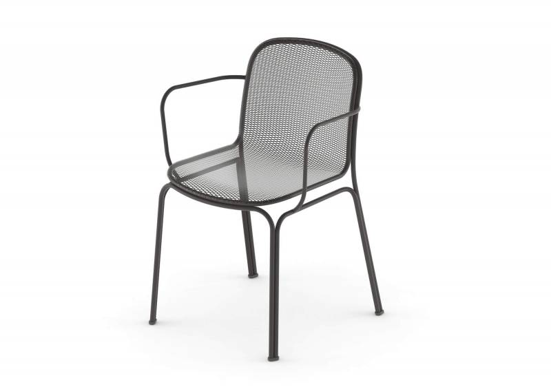 Fauteuil de repas Villa en coloris noir avec accoudoirs