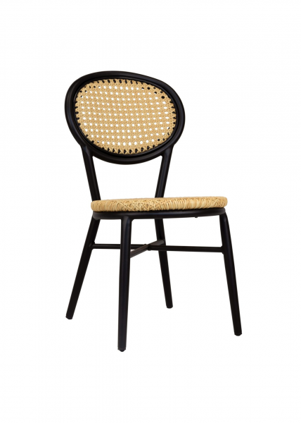 Chaise collection Alec en osier et aluminium noir à Cagnes-sur-mer