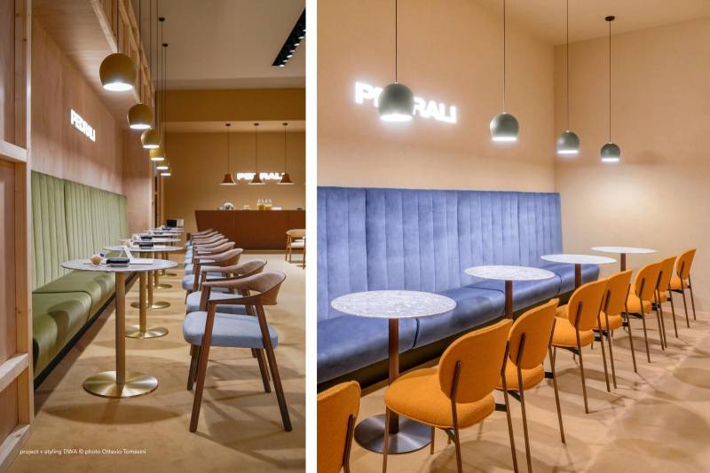 Mise en situation des tables de restaurant avec le pied Blum à Cannes