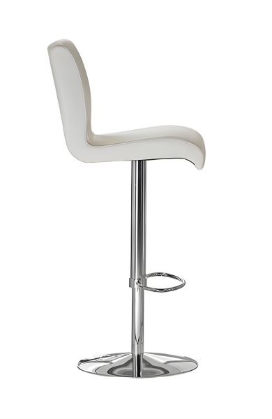 Ensemble de tabourets d'intérieur de la collection Stone par MIDJ avec structure en acier chromé et coque en similicuir blanc à Bordeaux