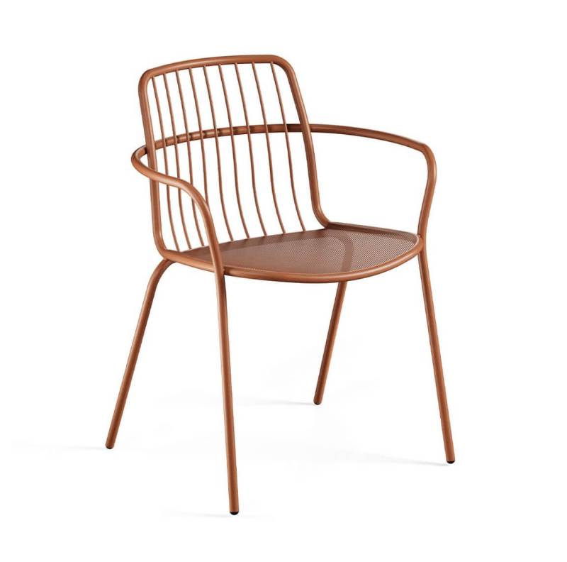 Fauteuil de repas extérieur avec accoudoir en acier de la collection Alisea 