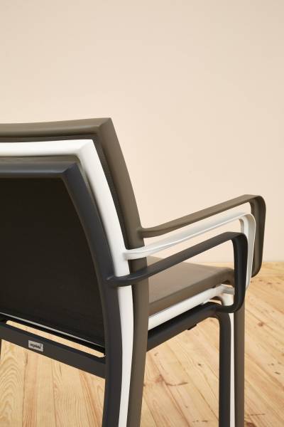 Fauteuil de repas résistant en toile et aluminium thermolaqué collection Land