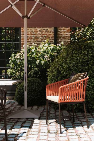 Fauteuil de restaurant en aluminium et en corde d'extérieur personnalisable de la collection BITTA