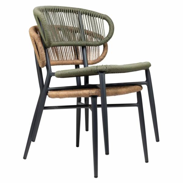 Chaise empilable coloris naturel et vert collection Jorden à Fréjus
