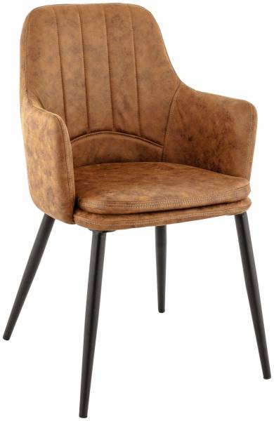 Fauteuil d'intérieur Kacy couleur cognac, avec assise rembourré et en tissu, à Genève