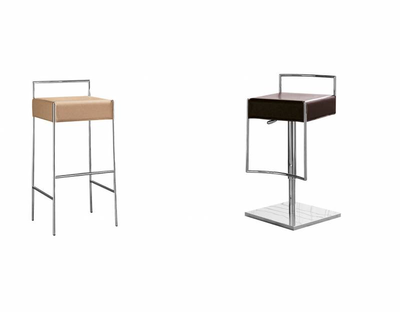 Différents modèles du tabourets de repas en acier chromé et revêtement au choix de la collection Mark par MIDJ à Nantes