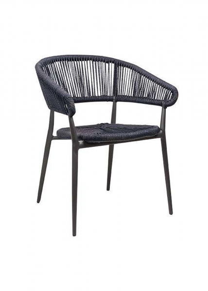 Fauteuil de repas avec tressage en fibres synthétiques et structure en aluminium thermolaqué de la collection Nizza