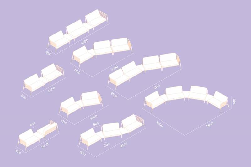 Combinaisons du canapé 100% modulable collection Nolita à Toulon