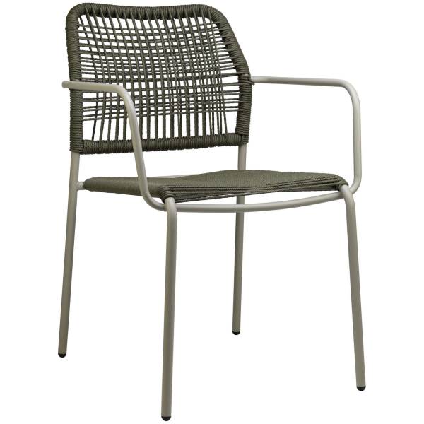 Fauteuil de repas idéal pour un moment convivial en acier galvanisé et corde extérieure, collection TWIST à Juan-Les-Pins