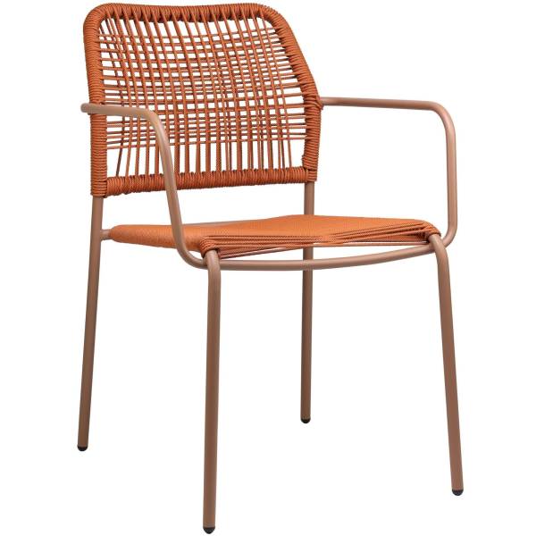 Fauteuil de repas en acier galvanisé et corde extérieure en polypropylène, collection TWIST à Cannes