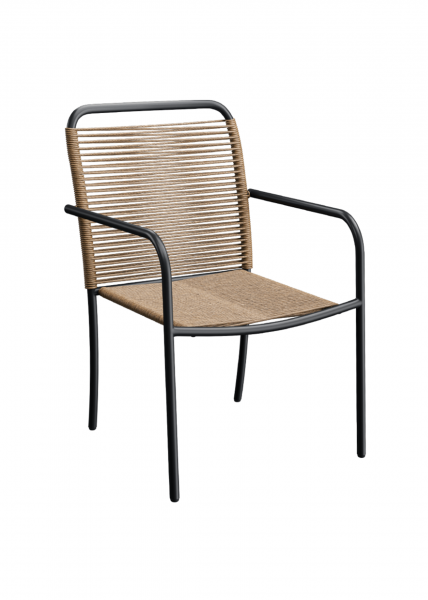 Fauteuil de repas en acier galvanisé et en tressage d’extérieur Riga 