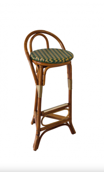 Tabouret ref.52602 avec petit dossier en rotin à Monaco