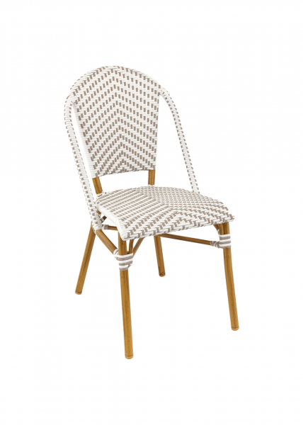 Chaise de repas avec tressage en nylon et pieds style bambou collection SOLÈNE