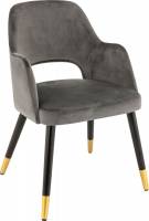 fauteuil de restaurant de la collection Charlie avec structure métallique et assise et dossier en velvet gris à Paris