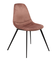 Chaise de repas de la collection Logan en velours rose poudré avec structure en acier, à Aix